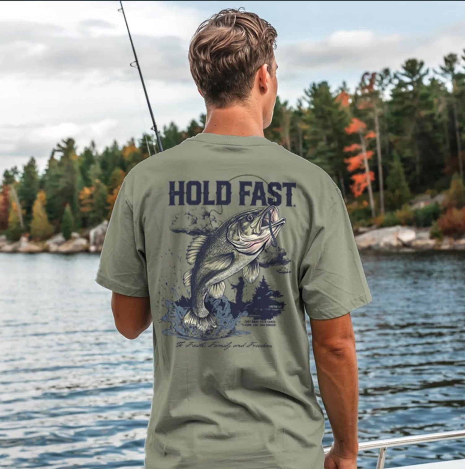 Hold Fast Fishing Adult Unisex Short Sleeve T-Shirt - KHF5217