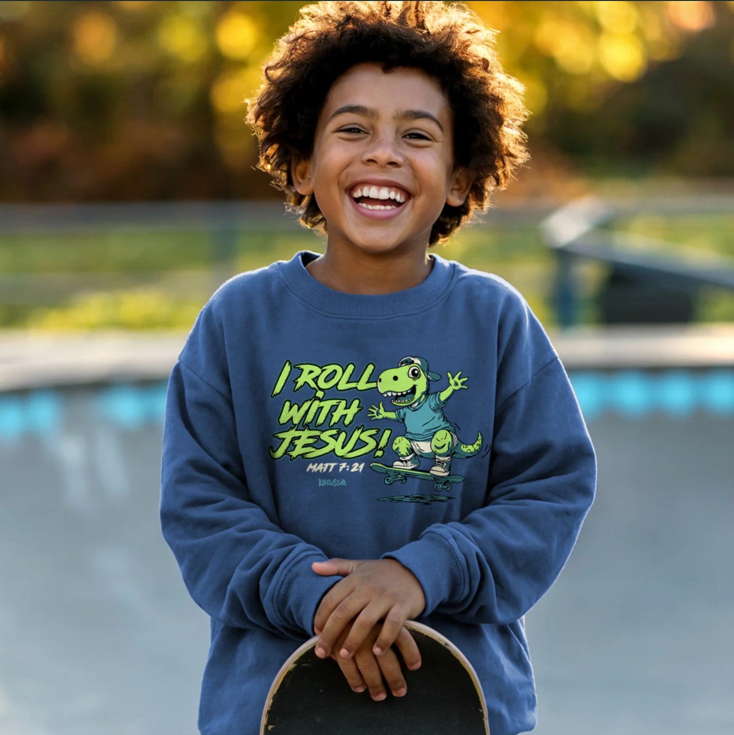 Dino Skateboard Kids Long Sleeve Sweatshirt - KSW5188