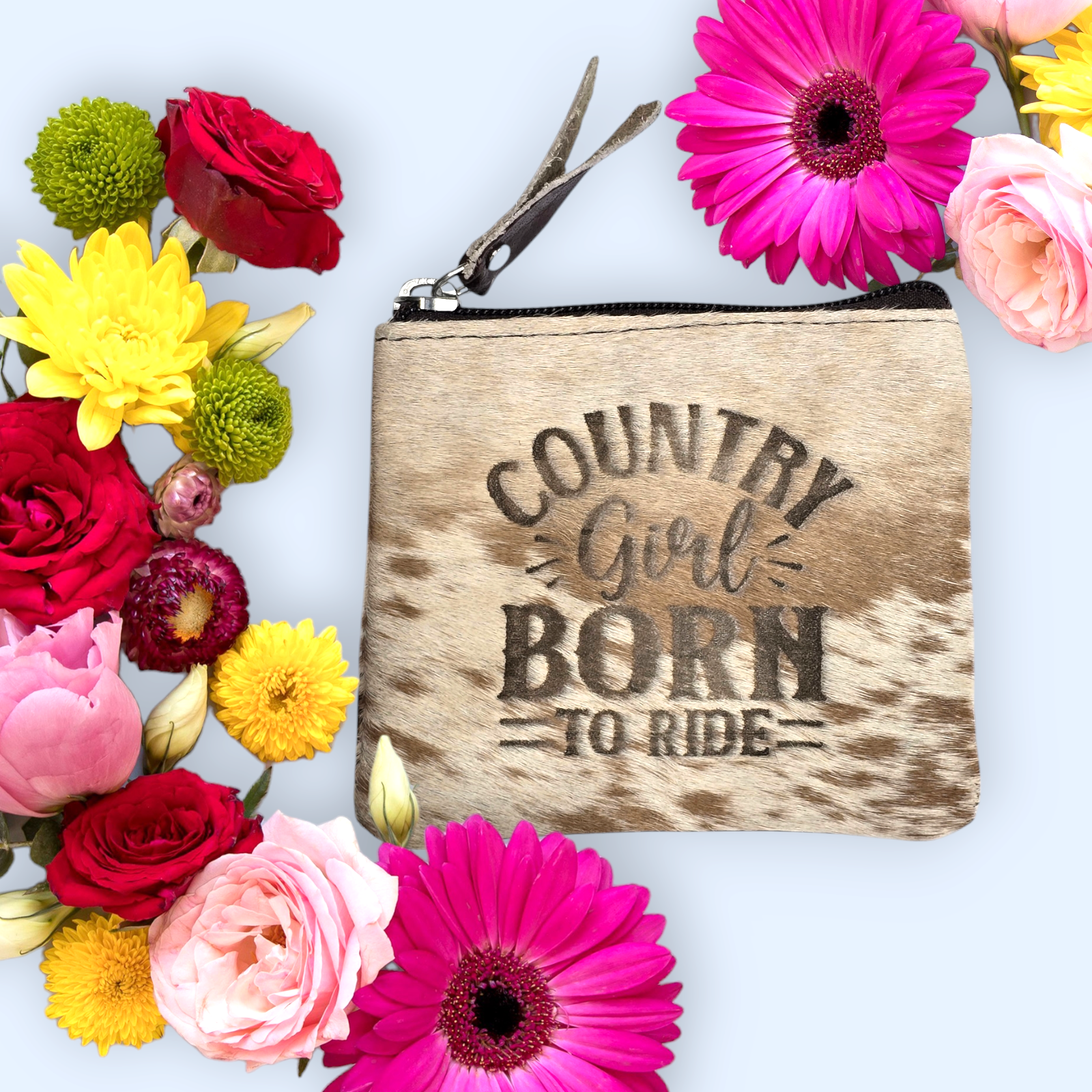 Rustic Cowhide and Leather Womens and Girls Small Purse