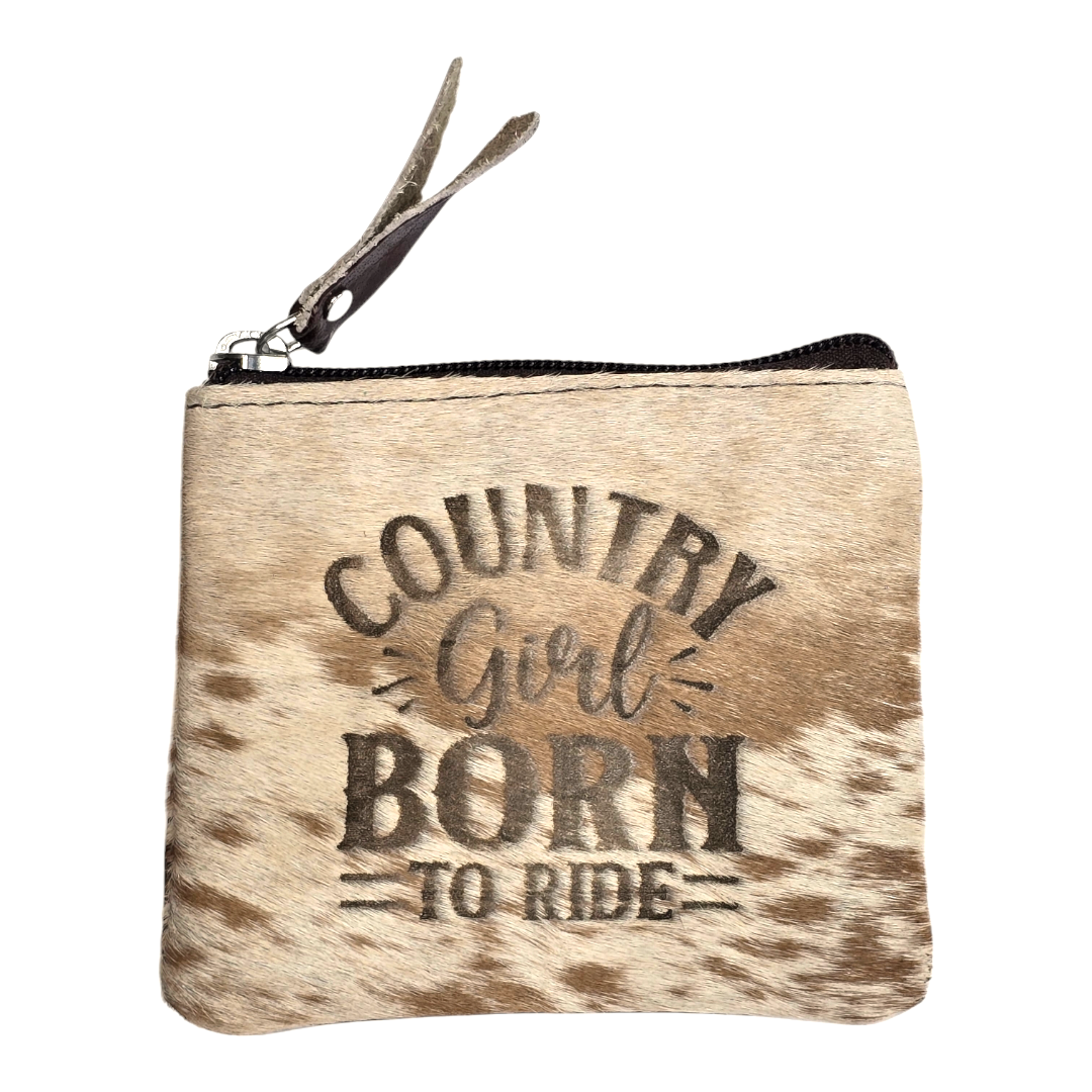 Rustic Cowhide and Leather Womens and Girls Small Purse