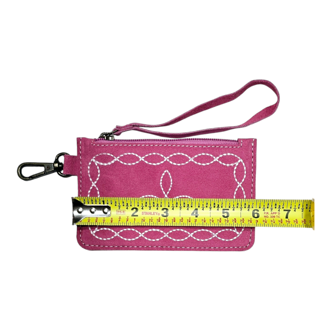 Western Boot Stitch Leather Purse for Coins or Notes with Credit Card Holder