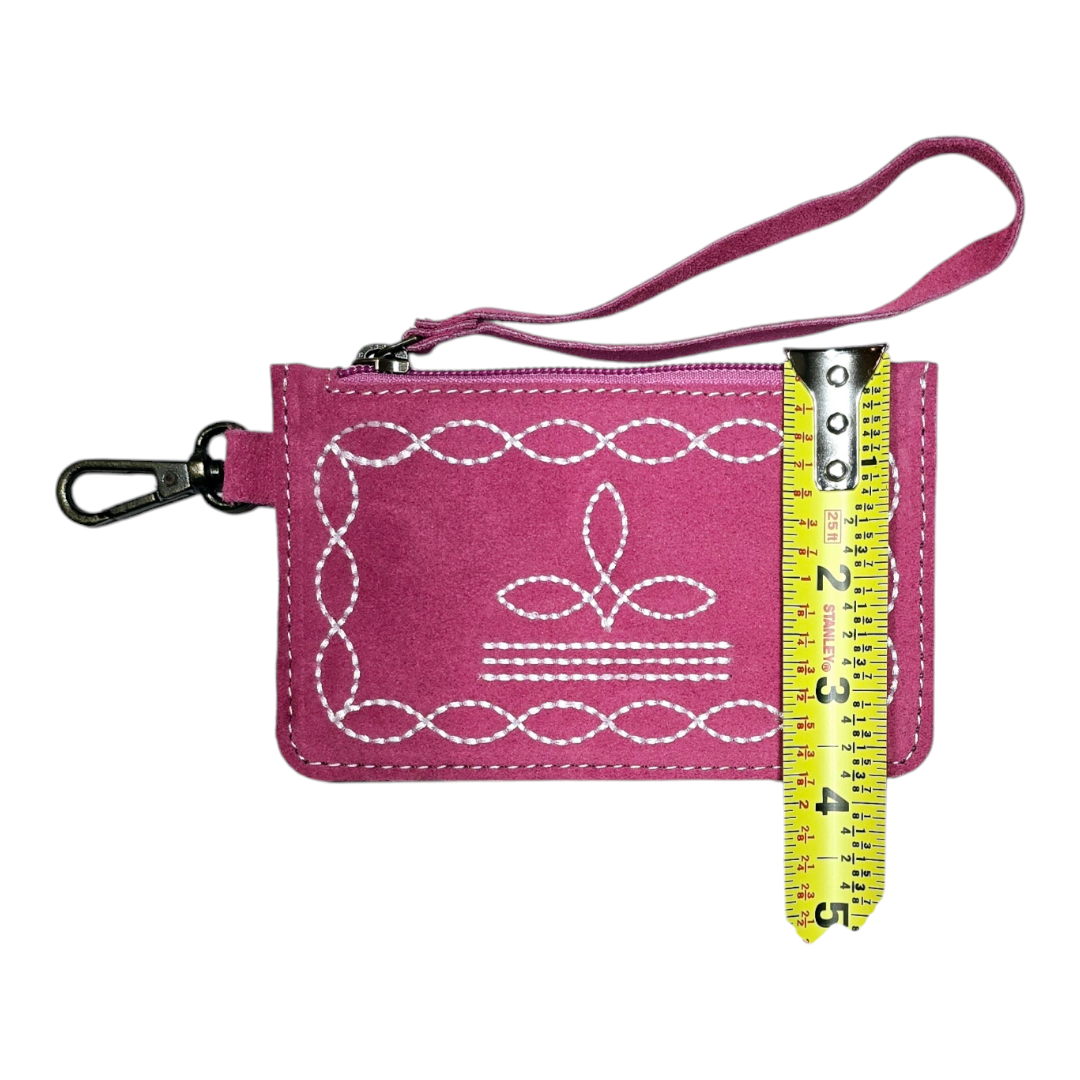 Western Boot Stitch Leather Purse for Coins or Notes with Credit Card Holder