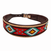 Handmade Hand-Tooled with Bead Design Leather Dog Collar - 24.0" L x 1.5" W