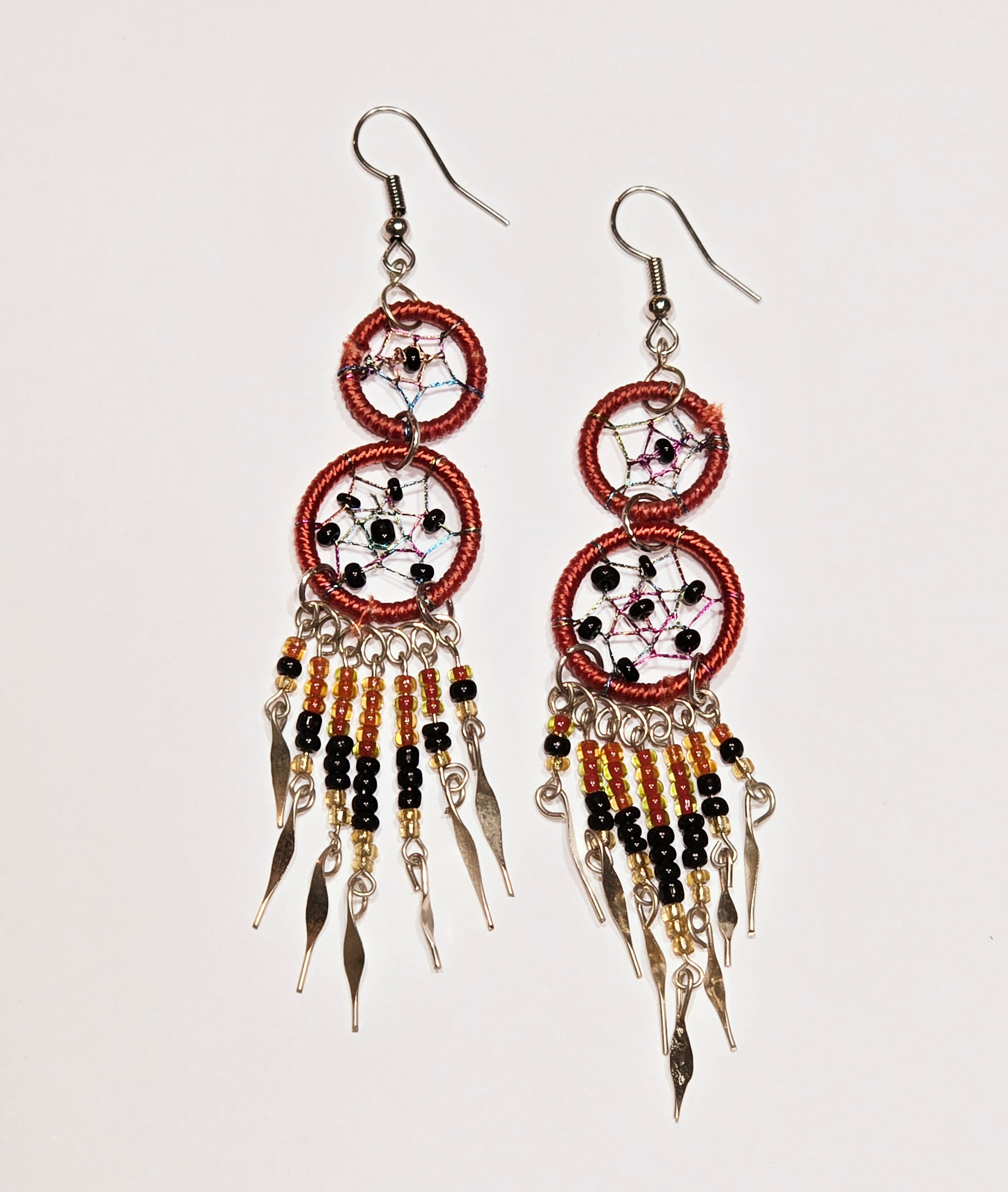 Dream Catcher Hand-Woven Unique Dangle Earrings Made in Peru