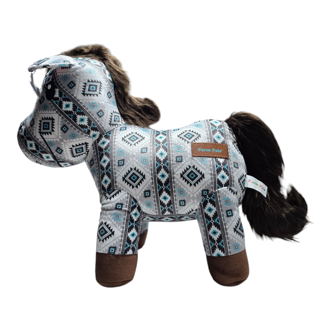 Donkey - White/Turquoise - Stuffed Farm Animal Plushies - Large