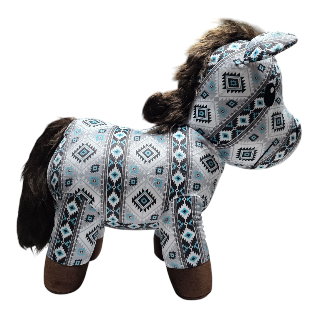 Donkey - White/Turquoise - Stuffed Farm Animal Plushies - Large