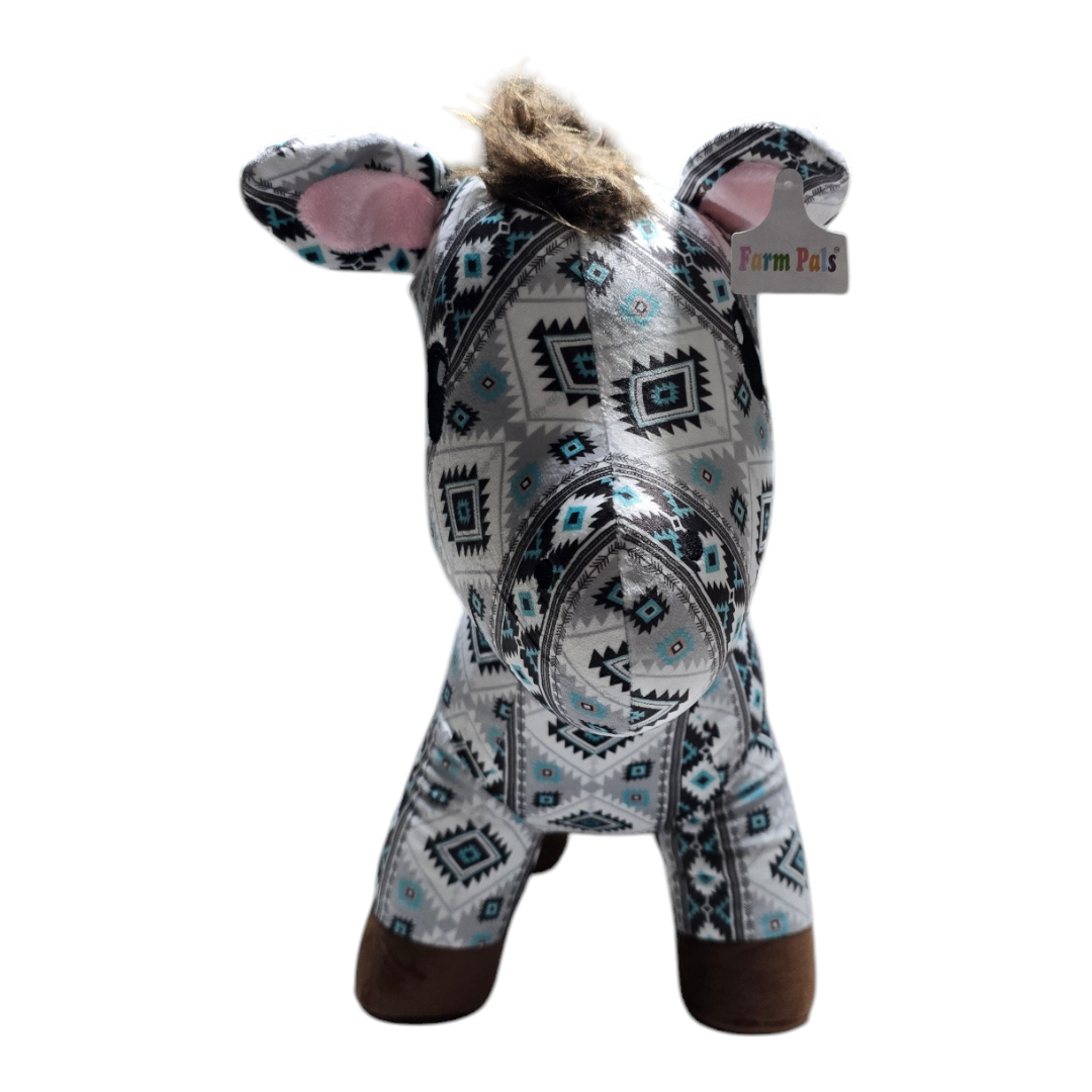 Donkey - White/Turquoise - Stuffed Farm Animal Plushies - Large