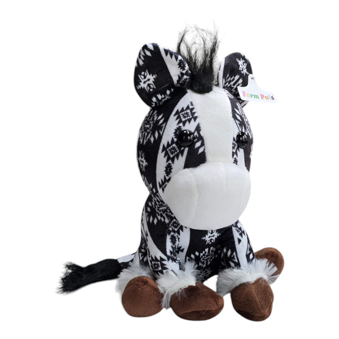 Sitting Donkey - Black - Stuffed Farm Animal Plushies - Medium