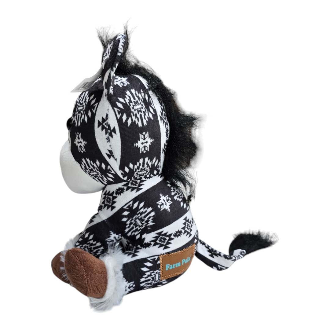 Sitting Donkey - Black - Stuffed Farm Animal Plushies - Medium