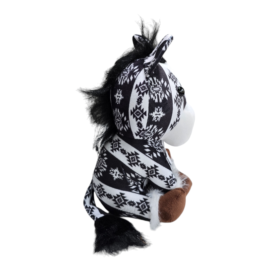 Sitting Donkey - Black - Stuffed Farm Animal Plushies - Medium