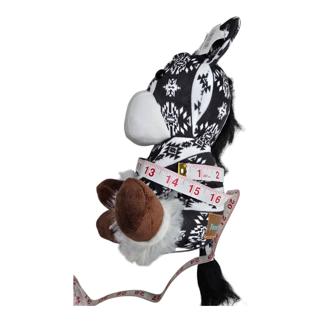 Sitting Donkey - Black - Stuffed Farm Animal Plushies - Medium