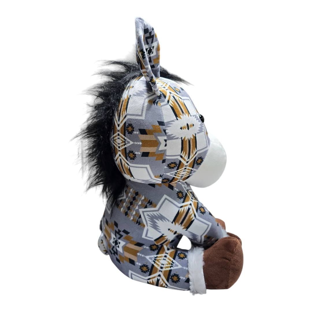 Sitting Donkey - Gray - Stuffed Farm Animal Plushies - Large