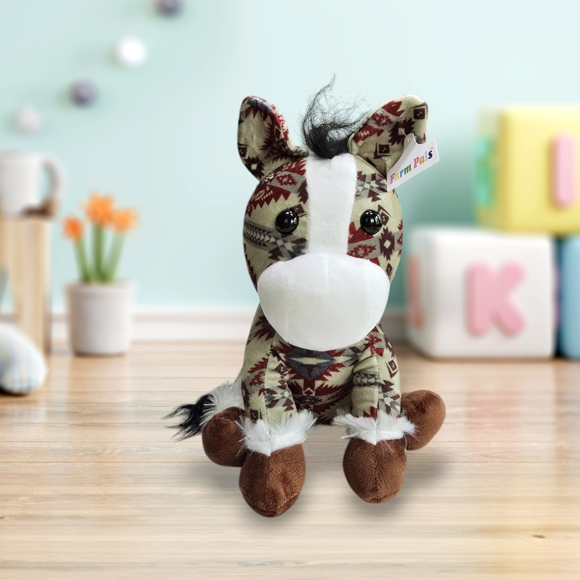 Sitting Donkey - Olive - Stuffed Farm Animal Plushies - Medium