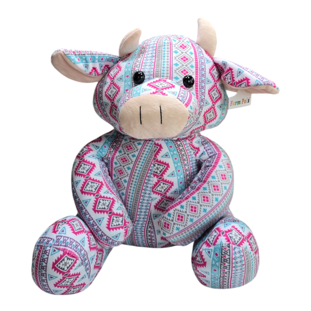 Highland Cow - Pink - Stuffed Farm Animal Plushies - Large