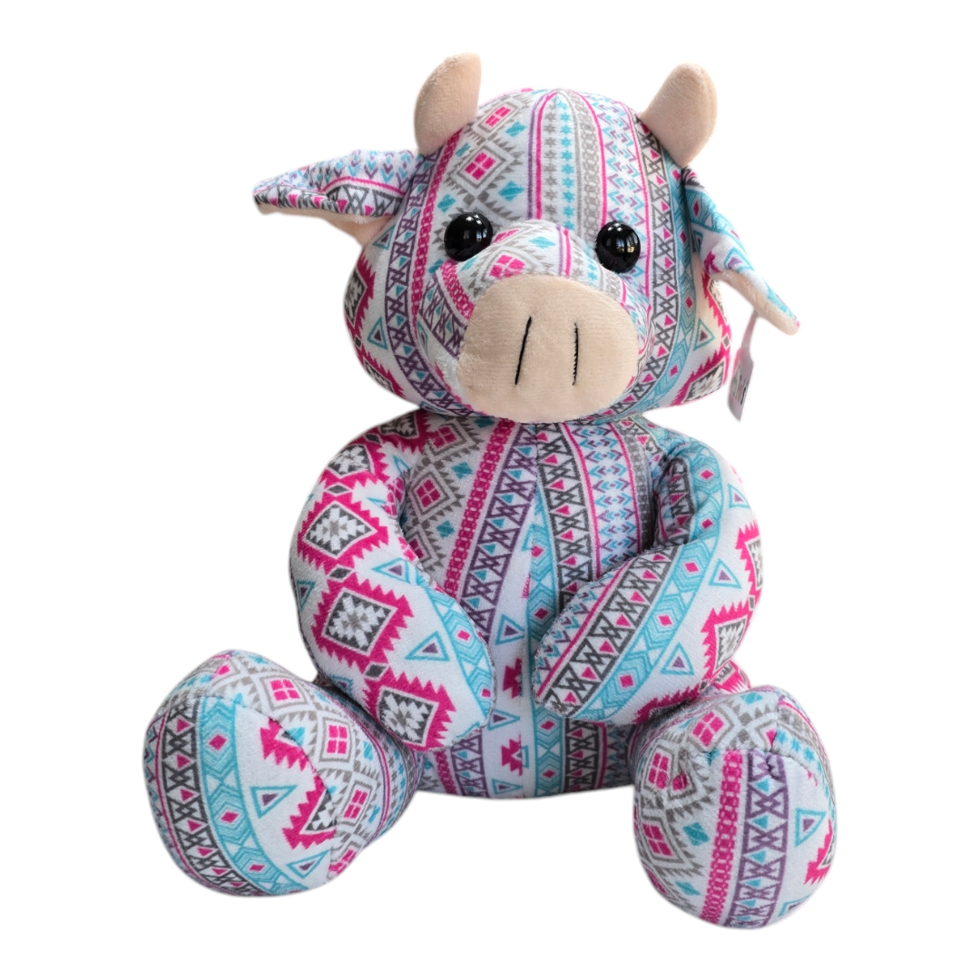 Highland Cow - Pink - Stuffed Farm Animal Plushies - Medium