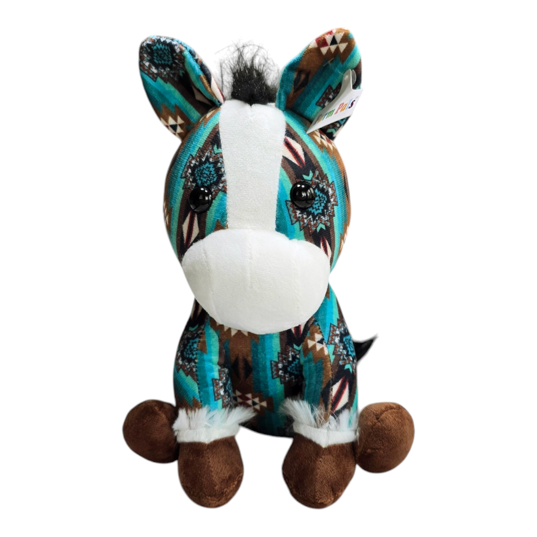 Sitting Donkey - Turquoise - Stuffed Farm Animal Plushies - Medium