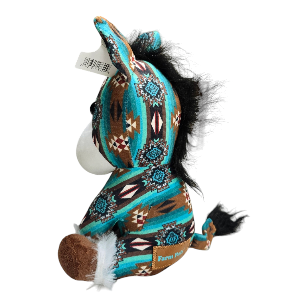 Sitting Donkey - Turquoise - Stuffed Farm Animal Plushies - Medium