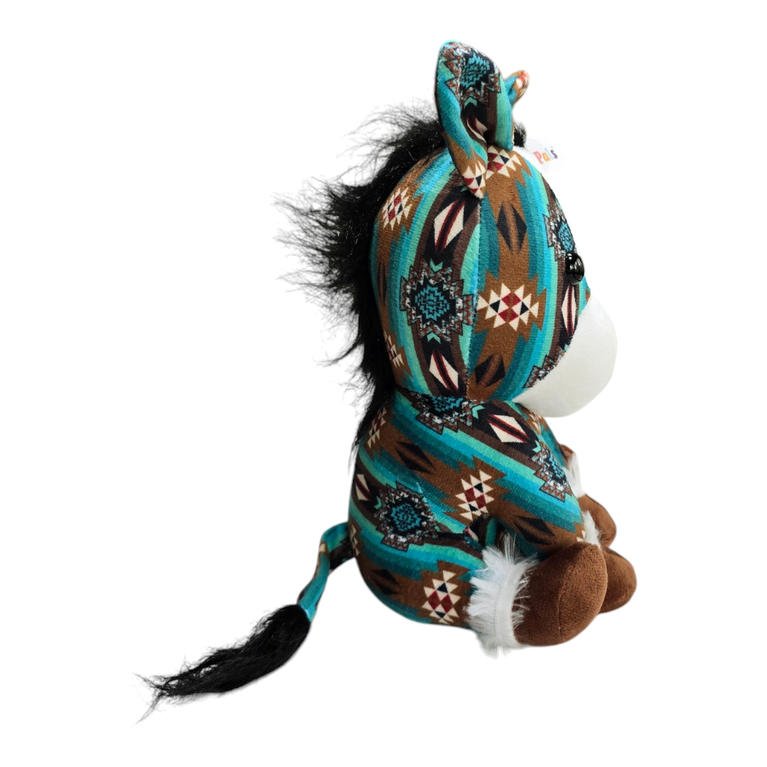 Sitting Donkey - Turquoise - Stuffed Farm Animal Plushies - Medium