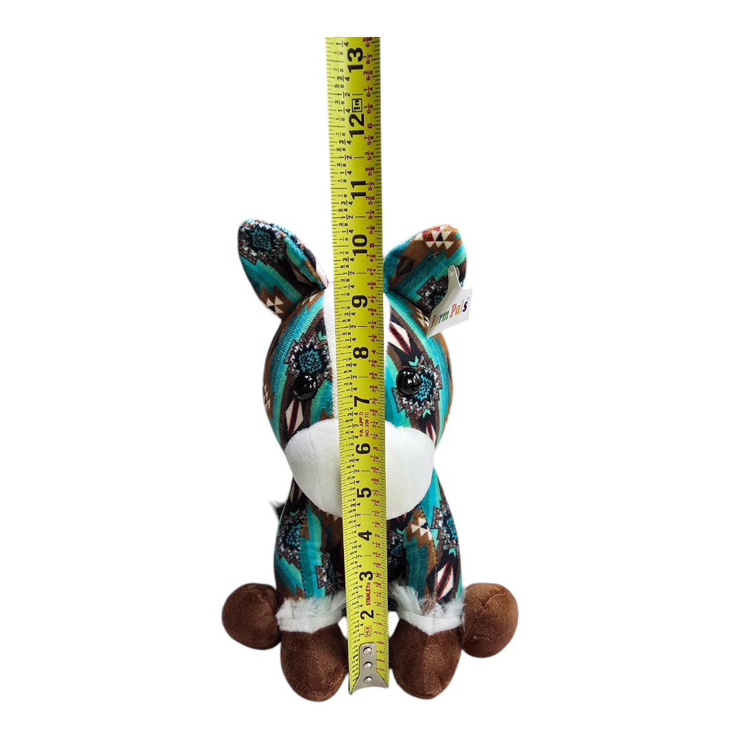 Sitting Donkey - Turquoise - Stuffed Farm Animal Plushies - Medium