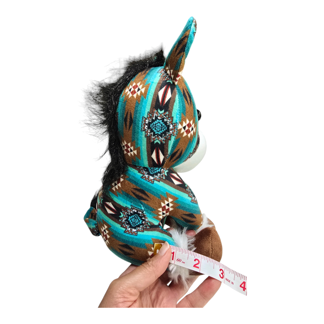 Sitting Donkey - Turquoise - Stuffed Farm Animal Plushies - Medium