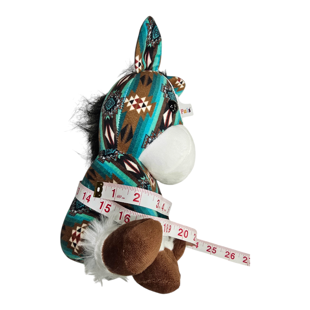 Sitting Donkey - Turquoise - Stuffed Farm Animal Plushies - Medium