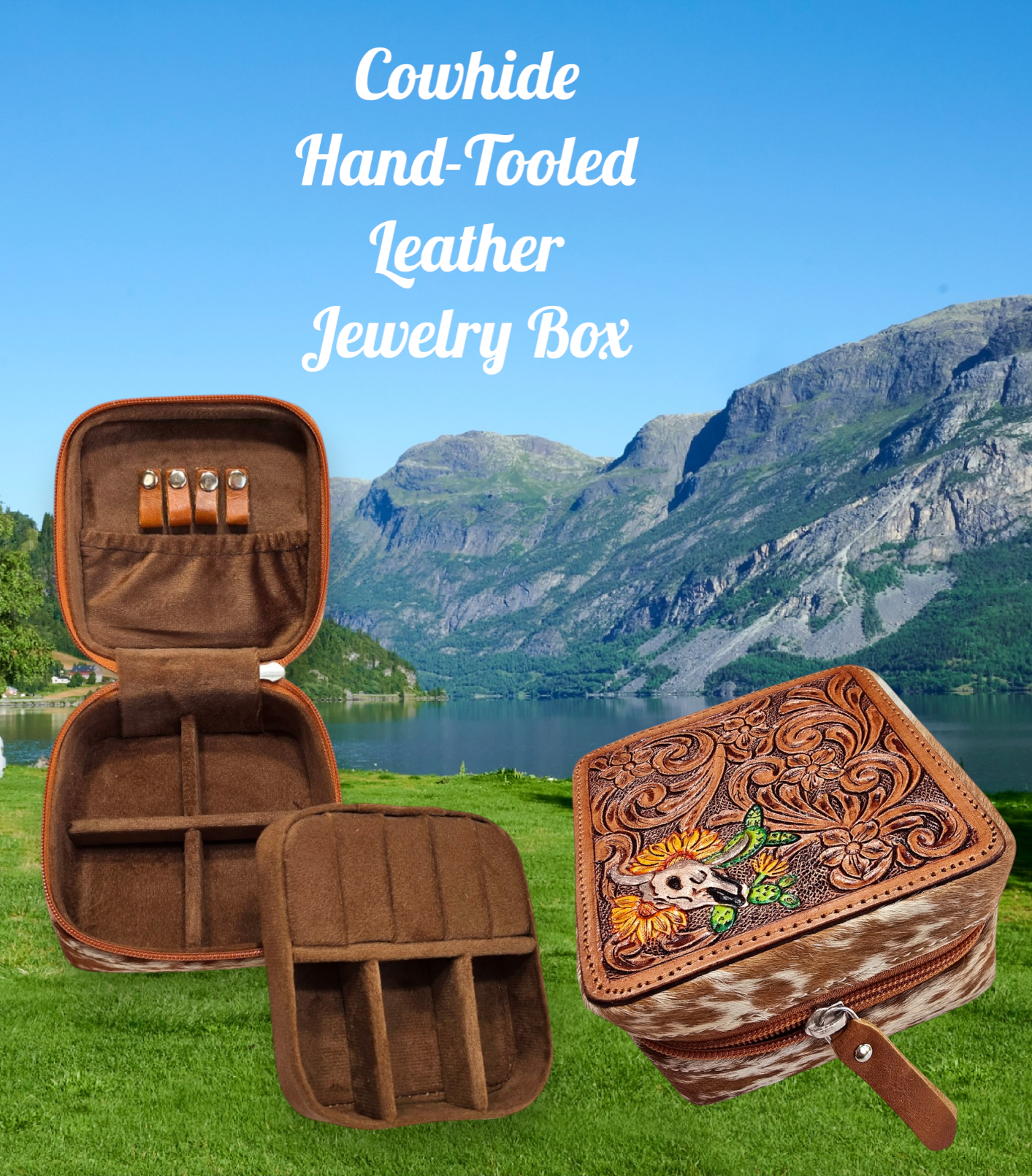 Cowhide and Hand-Tool Leather Jewelry Box