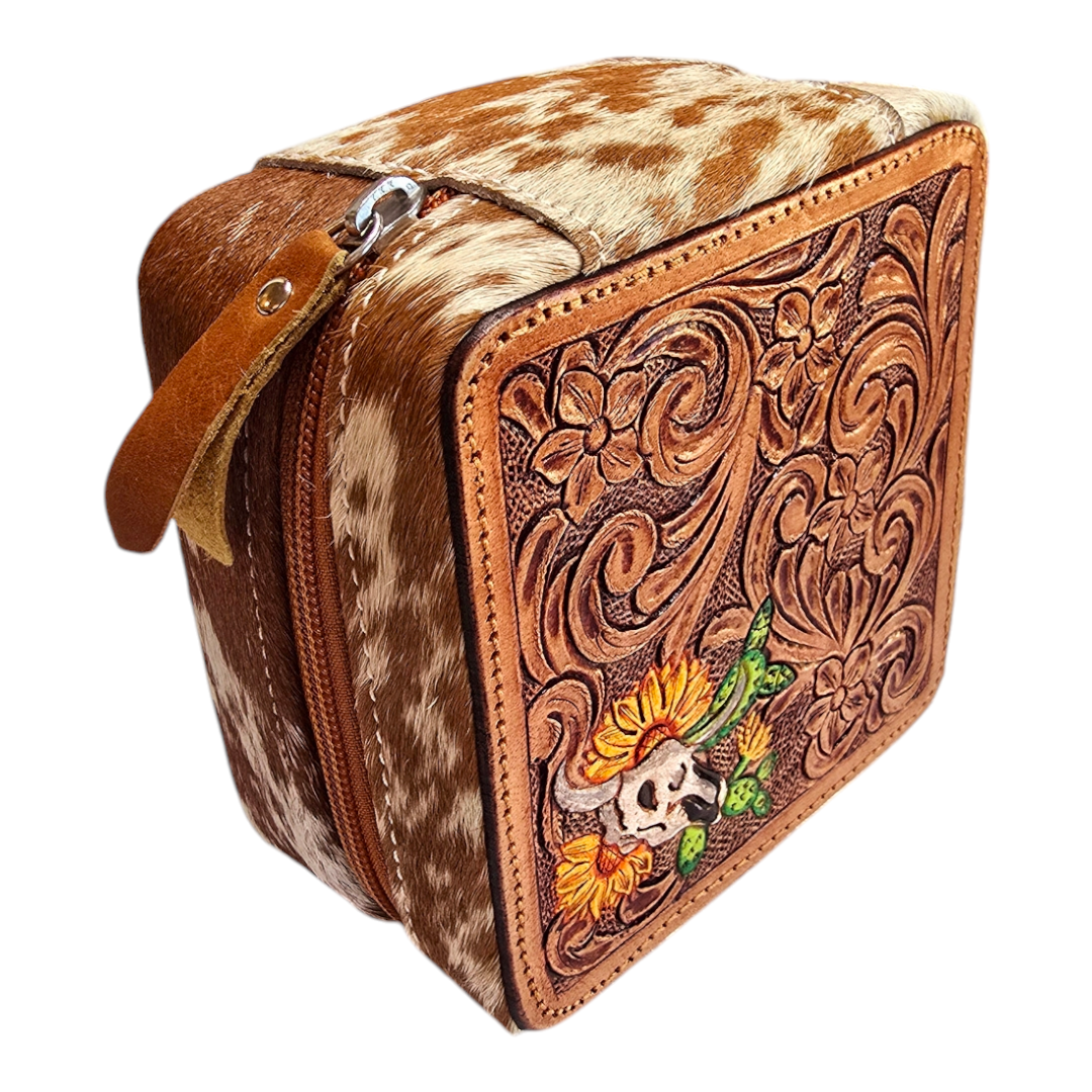 Cowhide and Hand-Tool Leather Jewelry Box