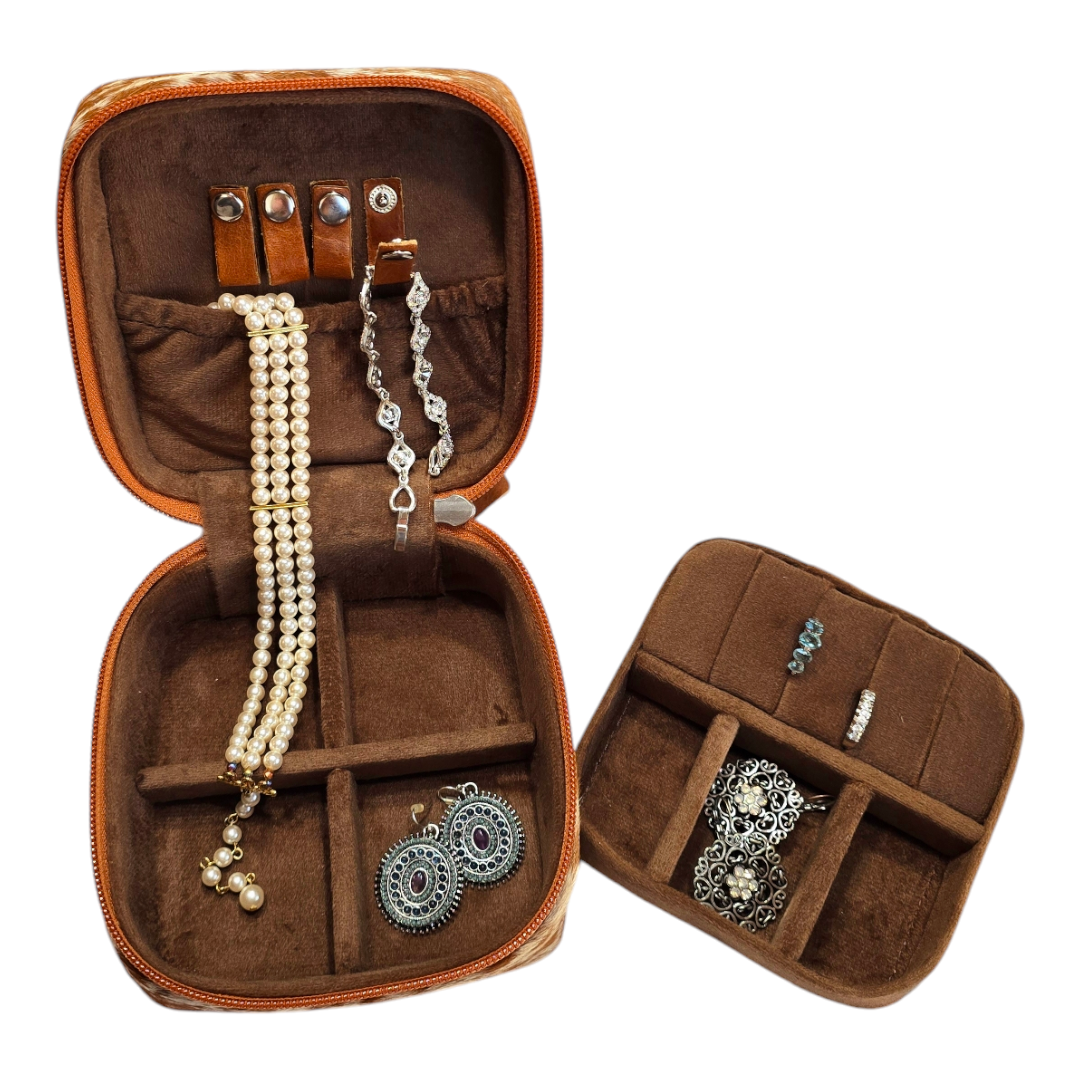Cowhide and Hand-Tool Leather Jewelry Box