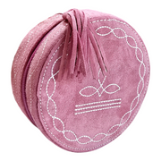 Genuine Leather Jewelry Box with Boot-Stitch Design