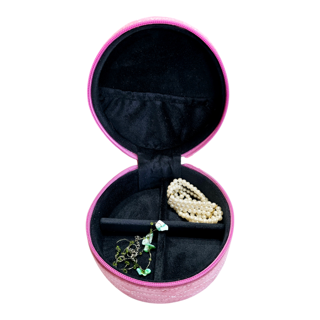 Genuine Leather Jewelry Box with Boot-Stitch Design