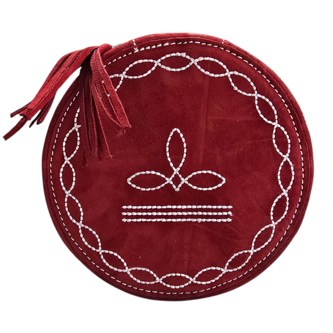 Genuine Leather Jewelry Box with Boot-Stitch Design