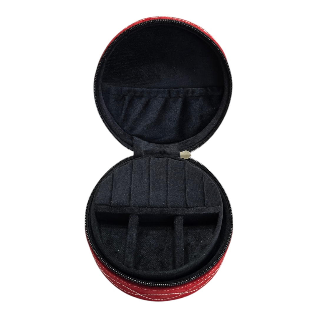 Genuine Leather Jewelry Box with Boot-Stitch Design