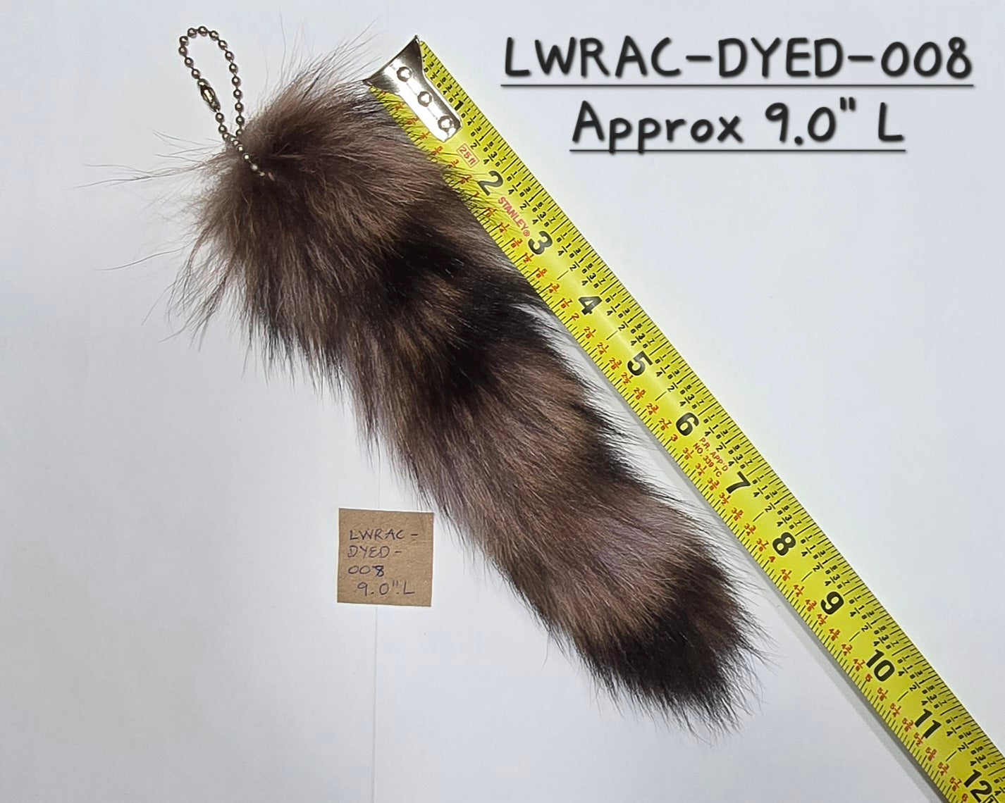 Dyed Greyish Purplish Natural Raccoon Tail Keychain | Bag Accessory | Raccoon Soft Fur Tail | Taxidermy Accessory | Approx. 8-10 inches long