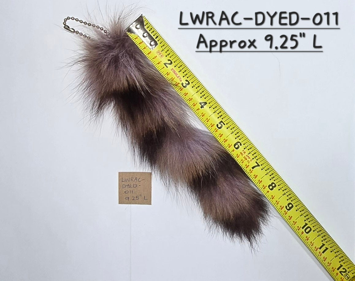 Dyed Greyish Purplish Natural Raccoon Tail Keychain | Bag Accessory | Raccoon Soft Fur Tail | Taxidermy Accessory | Approx. 8-10 inches long