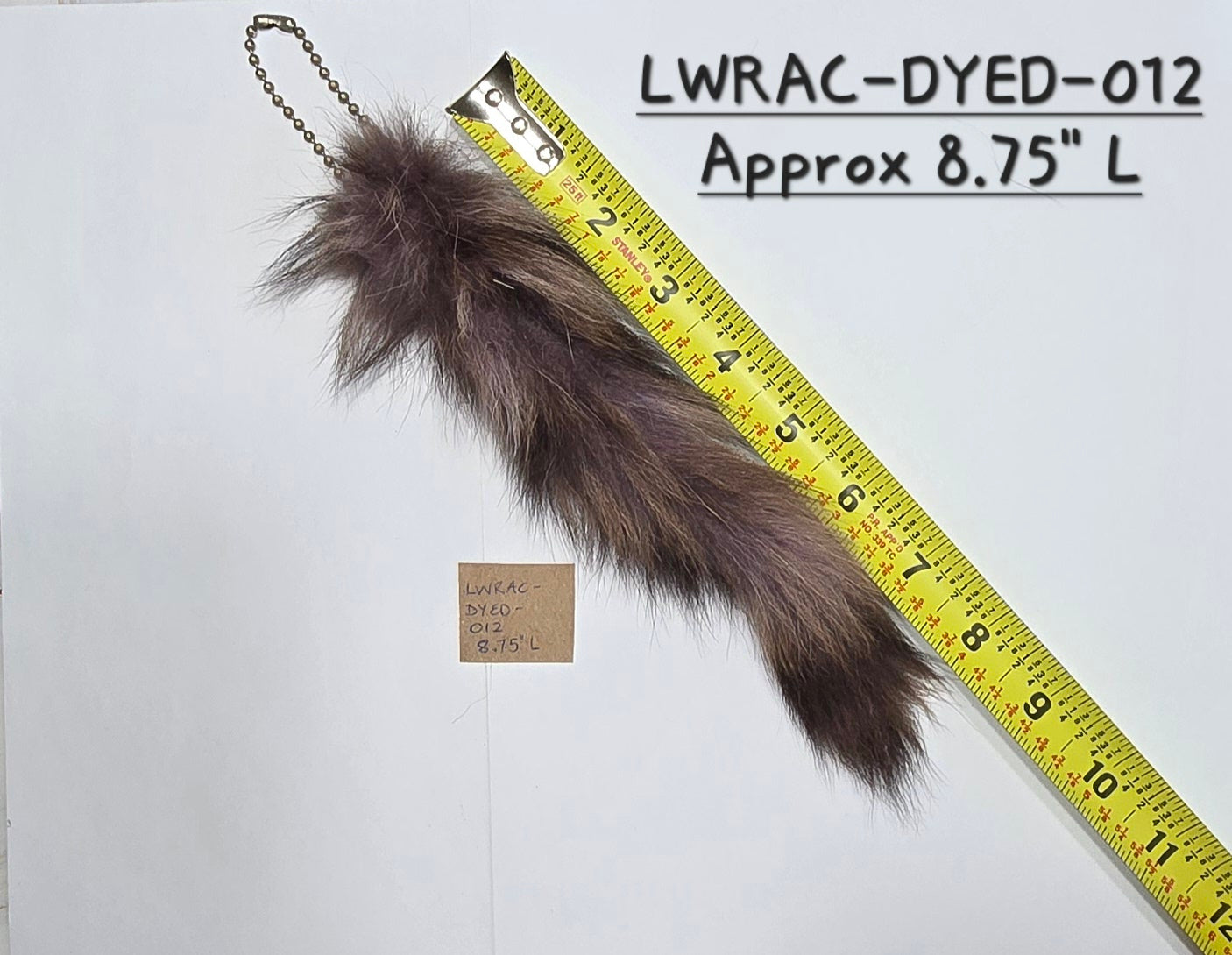 Dyed Greyish Purplish Natural Raccoon Tail Keychain | Bag Accessory | Raccoon Soft Fur Tail | Taxidermy Accessory | Approx. 8-10 inches long