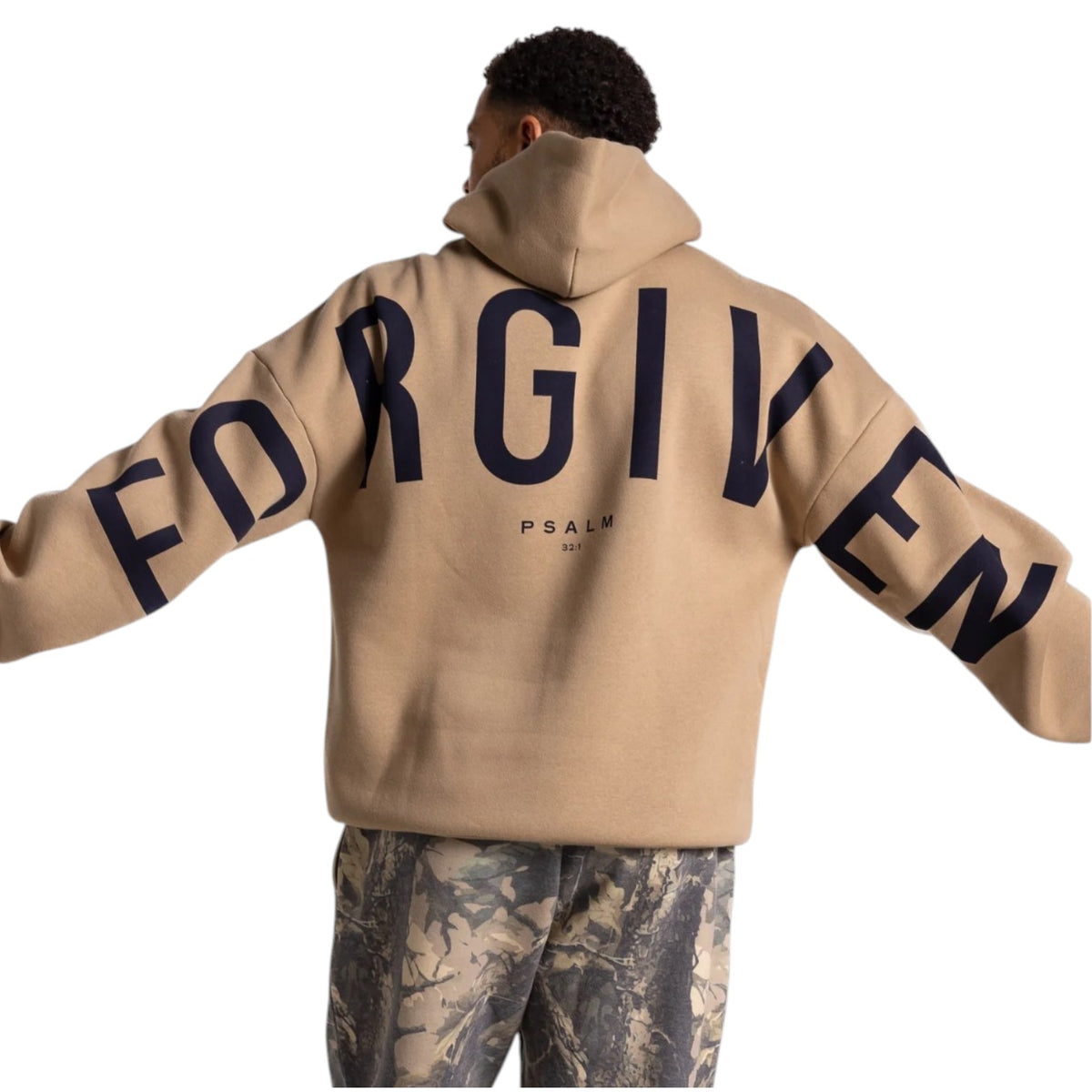 🔥 God’s Love Overcomes Hoodie – FORGIVEN - LATTE | Viral Faith-Based Streetwear