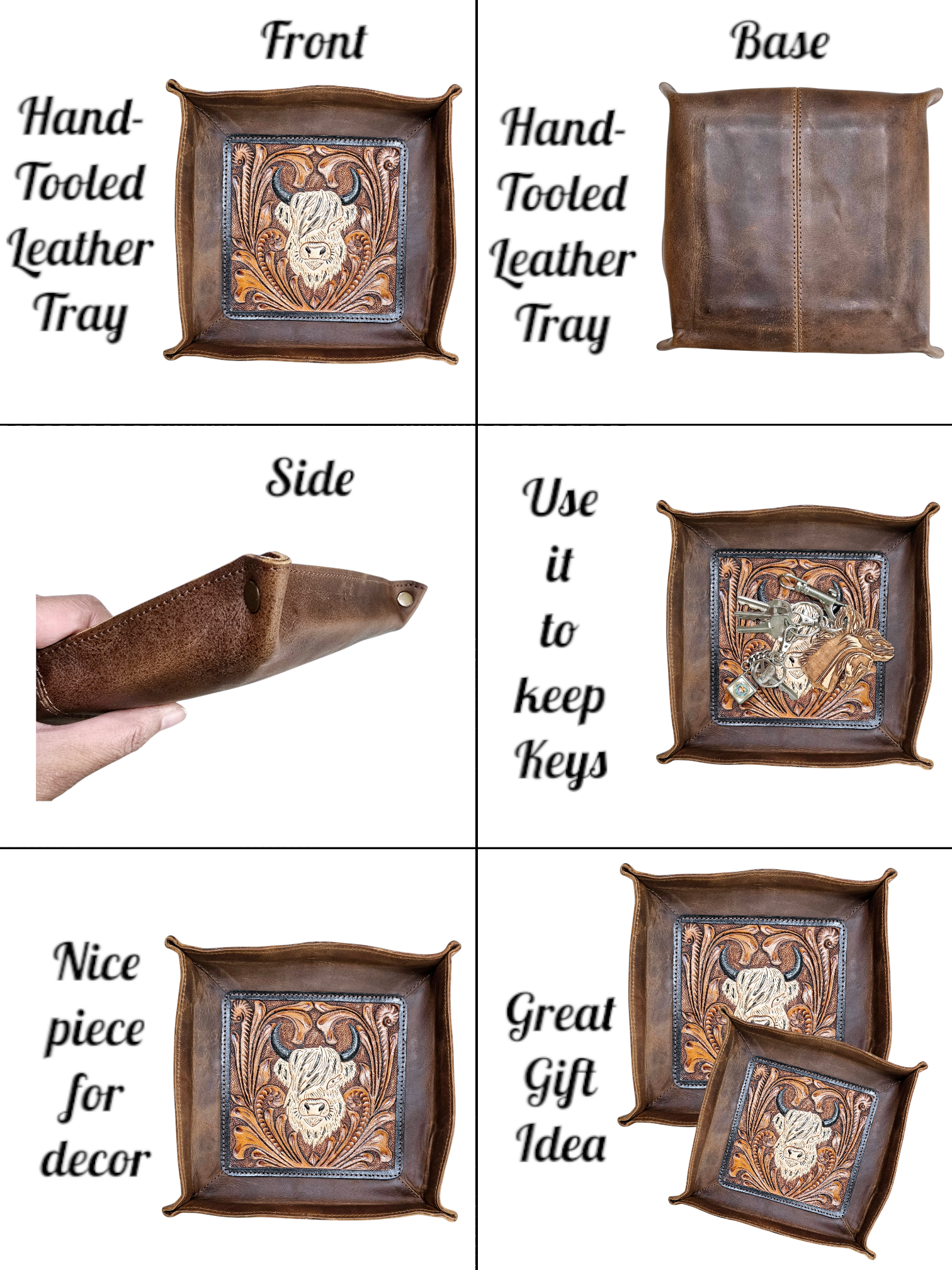 Handmade Genuine Leather Decorative Trays