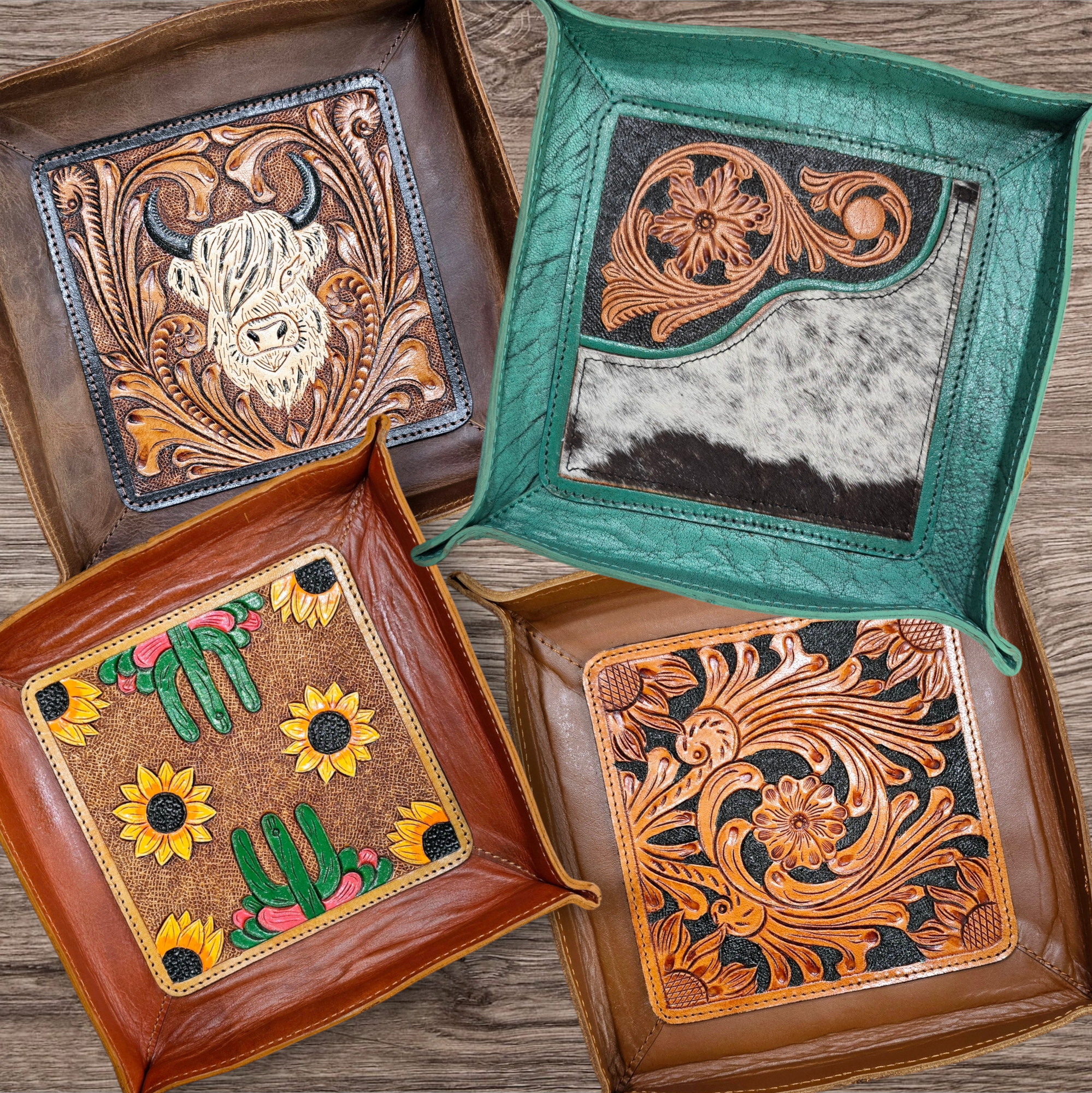 Handmade Genuine Leather Decorative Trays