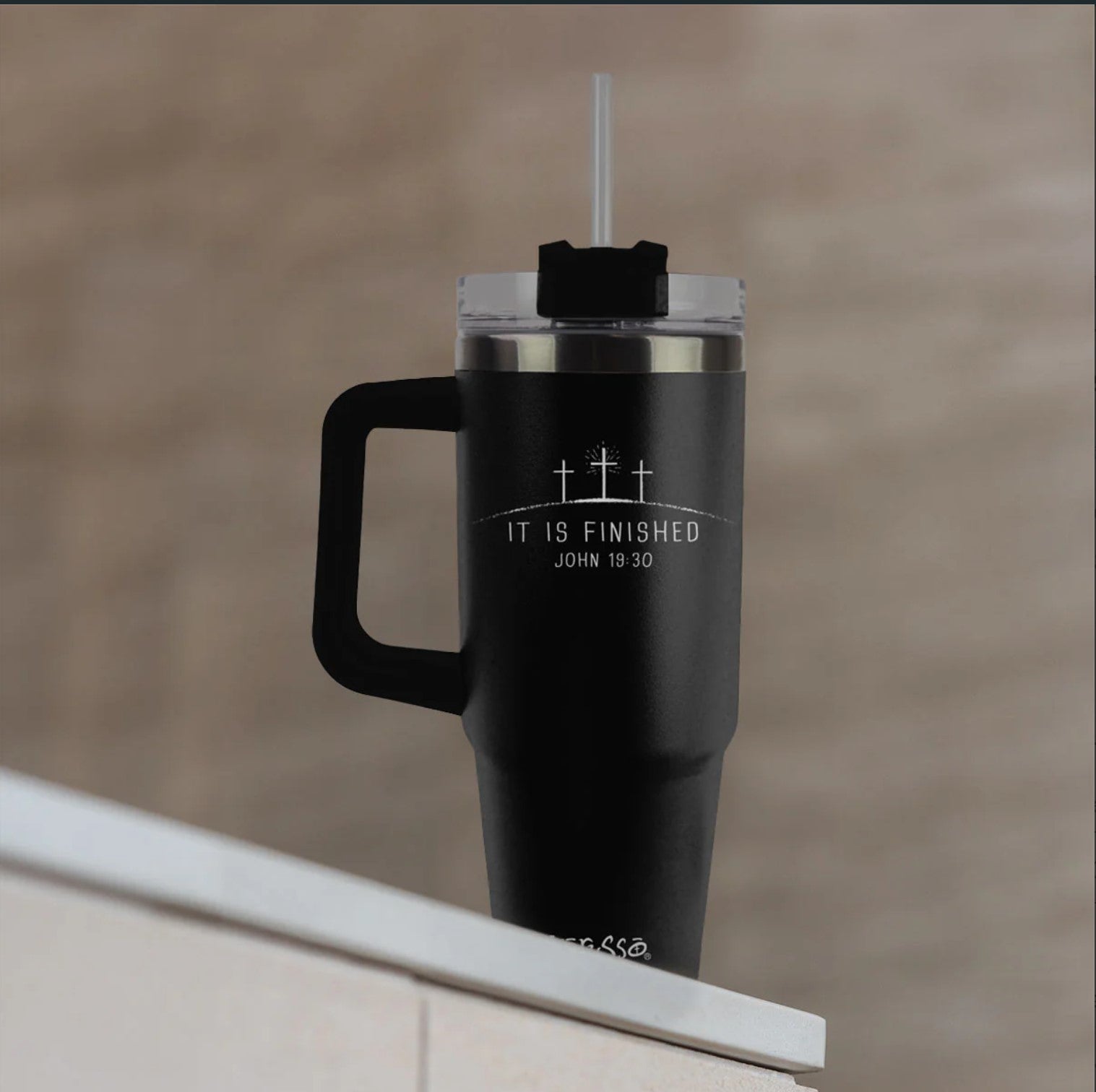 It Is Finished 30 oz Stainless Steel Mug With Straw - MUGS435