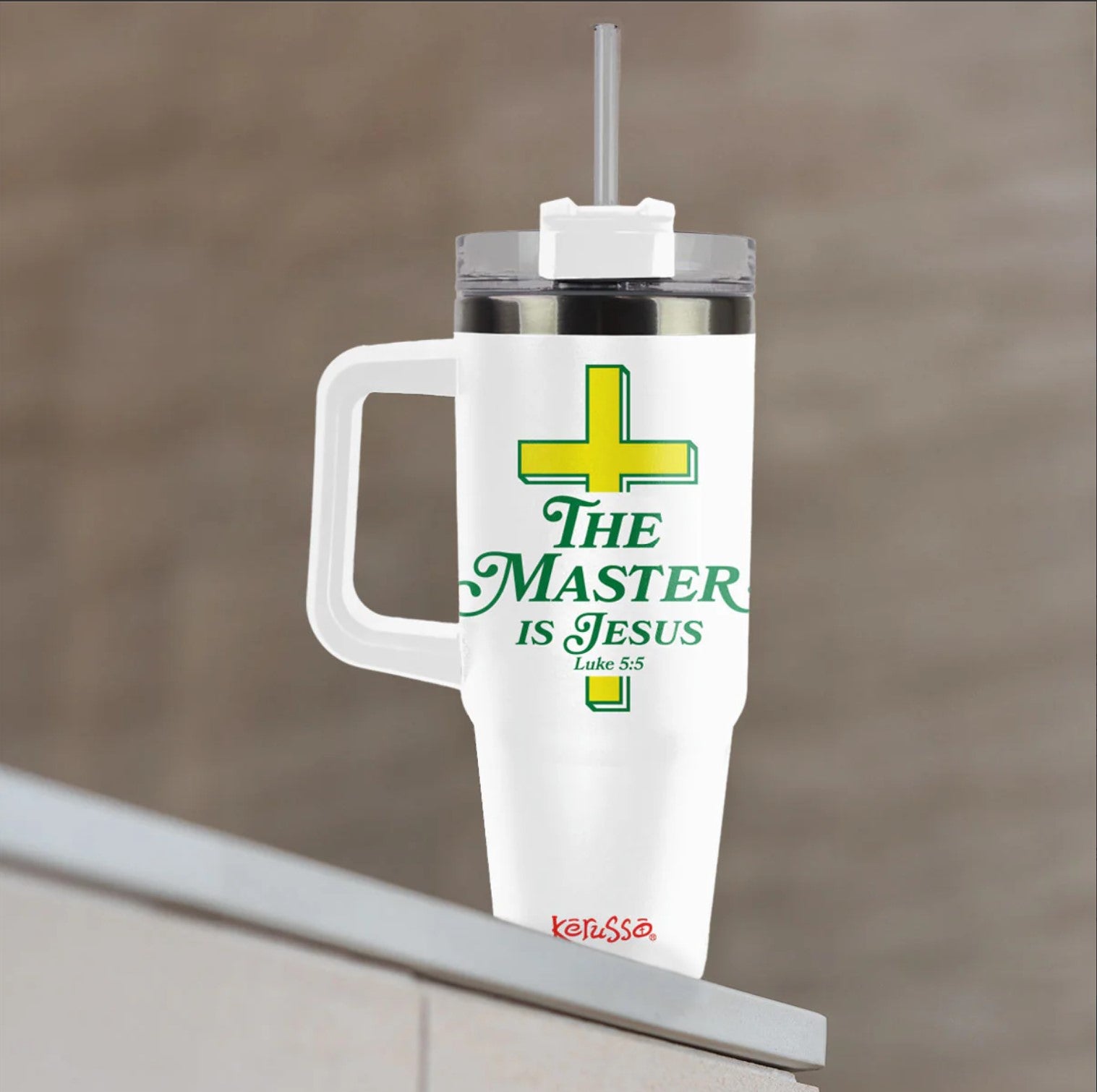 The Master (Is Jesus) 30 oz Stainless Steel Mug With Straw - MUGS436