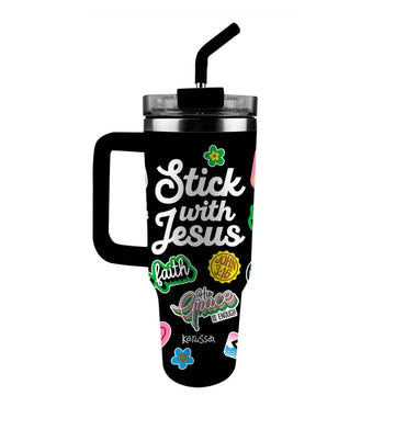 Stick With Jesus 40 oz Stainless Steel Mug with Straw - MUGS440