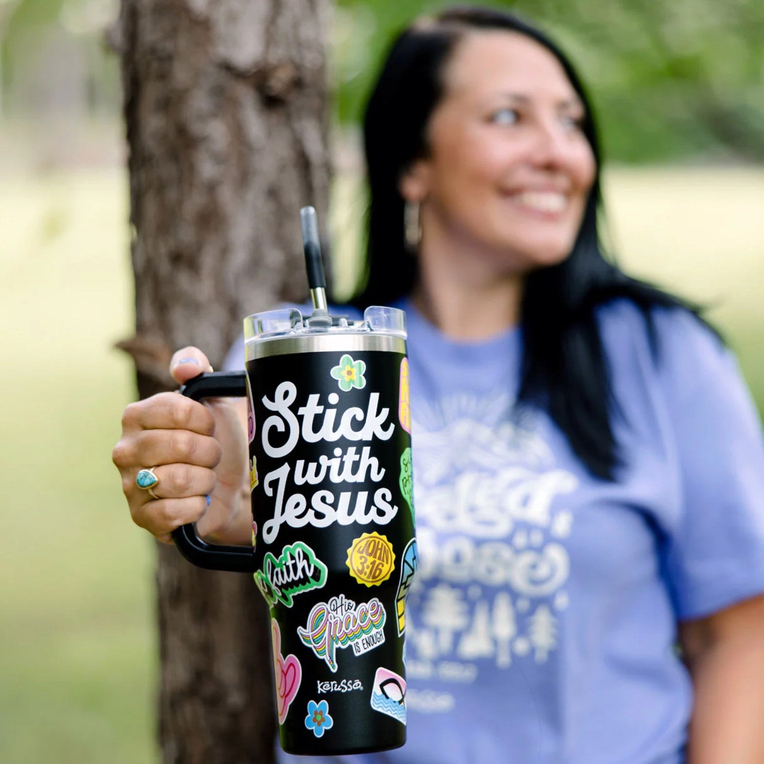 Stick With Jesus 40 oz Stainless Steel Mug with Straw - MUGS440