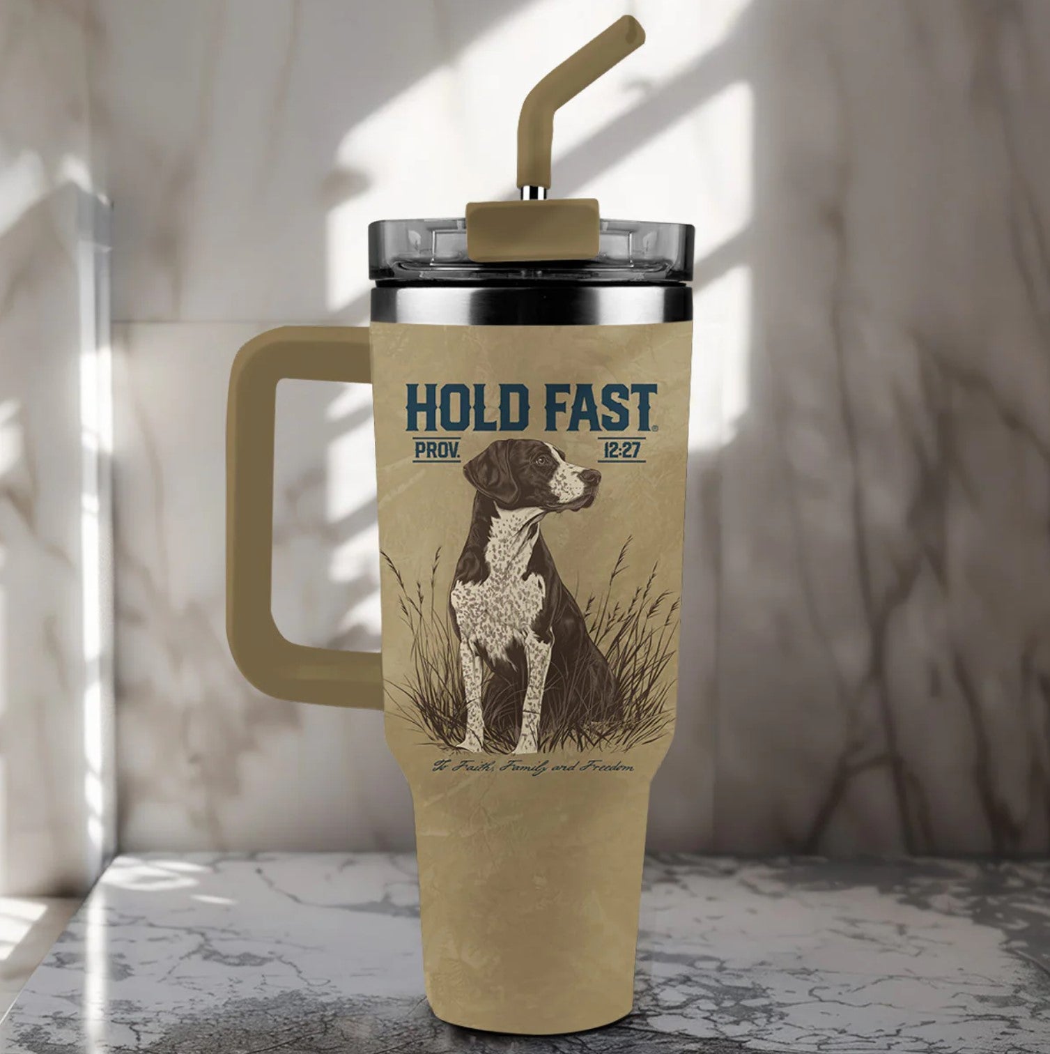 Hunting Dog 40 oz Stainless Steel Mug With Straw - MUGS466