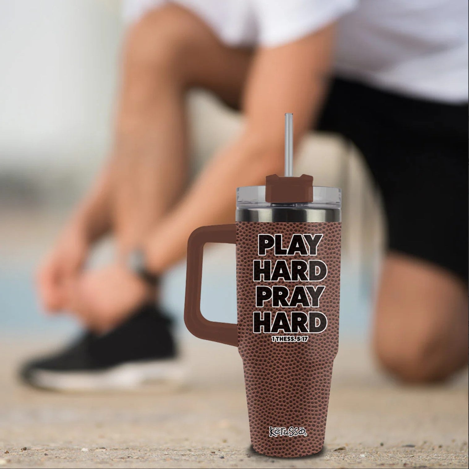 Pray Hard 30 oz Stainless Steel Mug With Plastic Straw - MUGS470