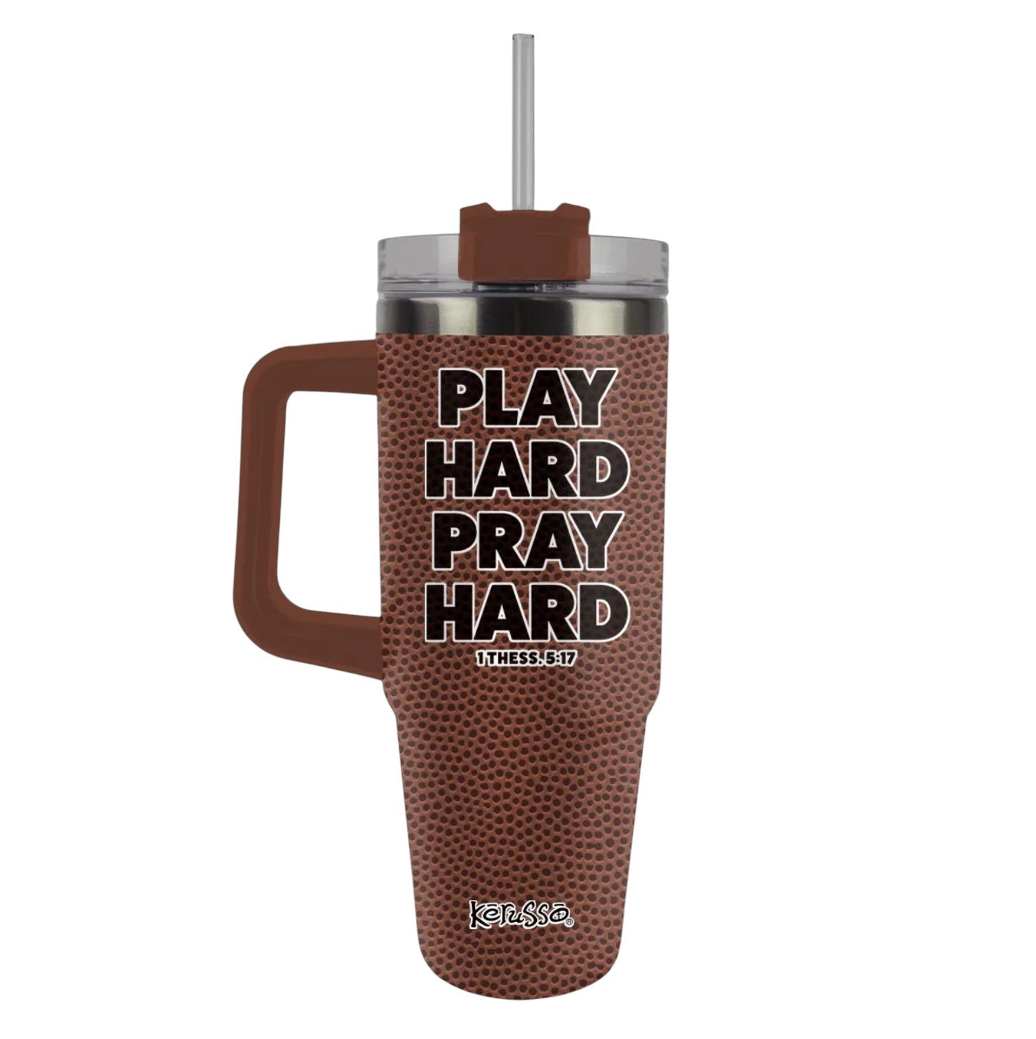 Pray Hard 30 oz Stainless Steel Mug With Plastic Straw - MUGS470