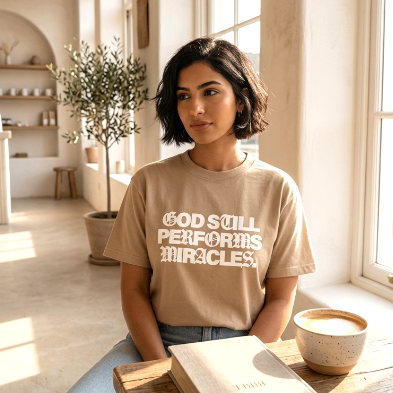 God Still Performs Miracles T-Shirt – Premium Heavyweight Christian Graphic Tee, Oversized Faith-Based Streetwear | Jesus Loves You