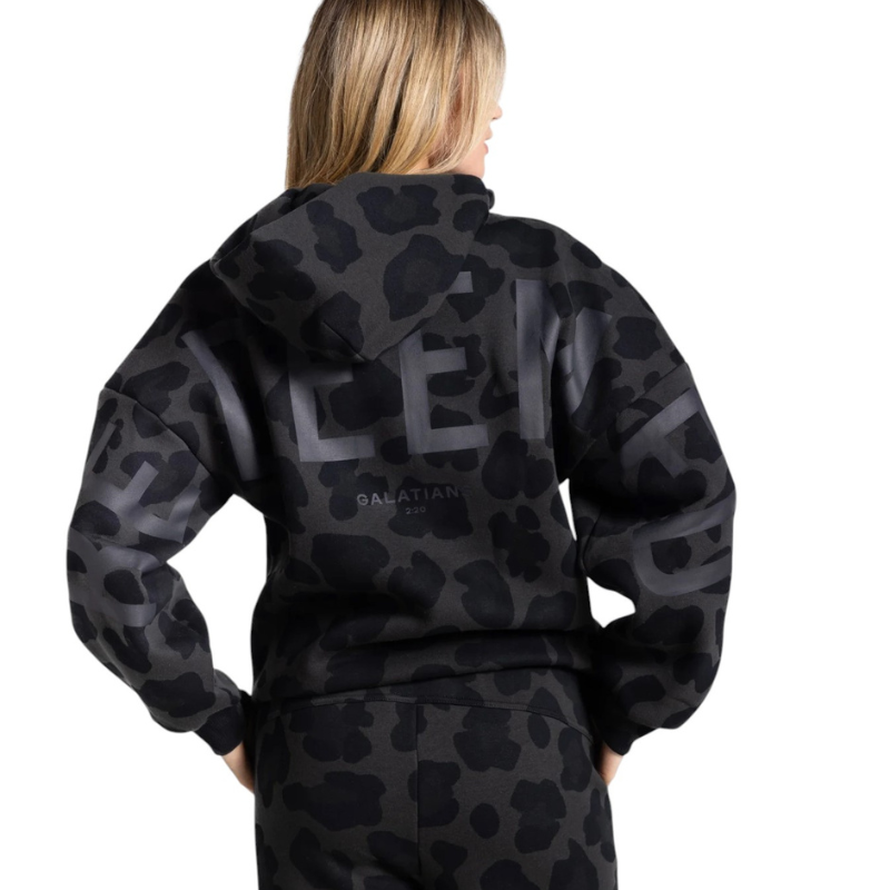 🔥 God’s Love Overcomes Animal Printed Hoodie – REDEEMED - BLACK | Viral Faith-Based Streetwear