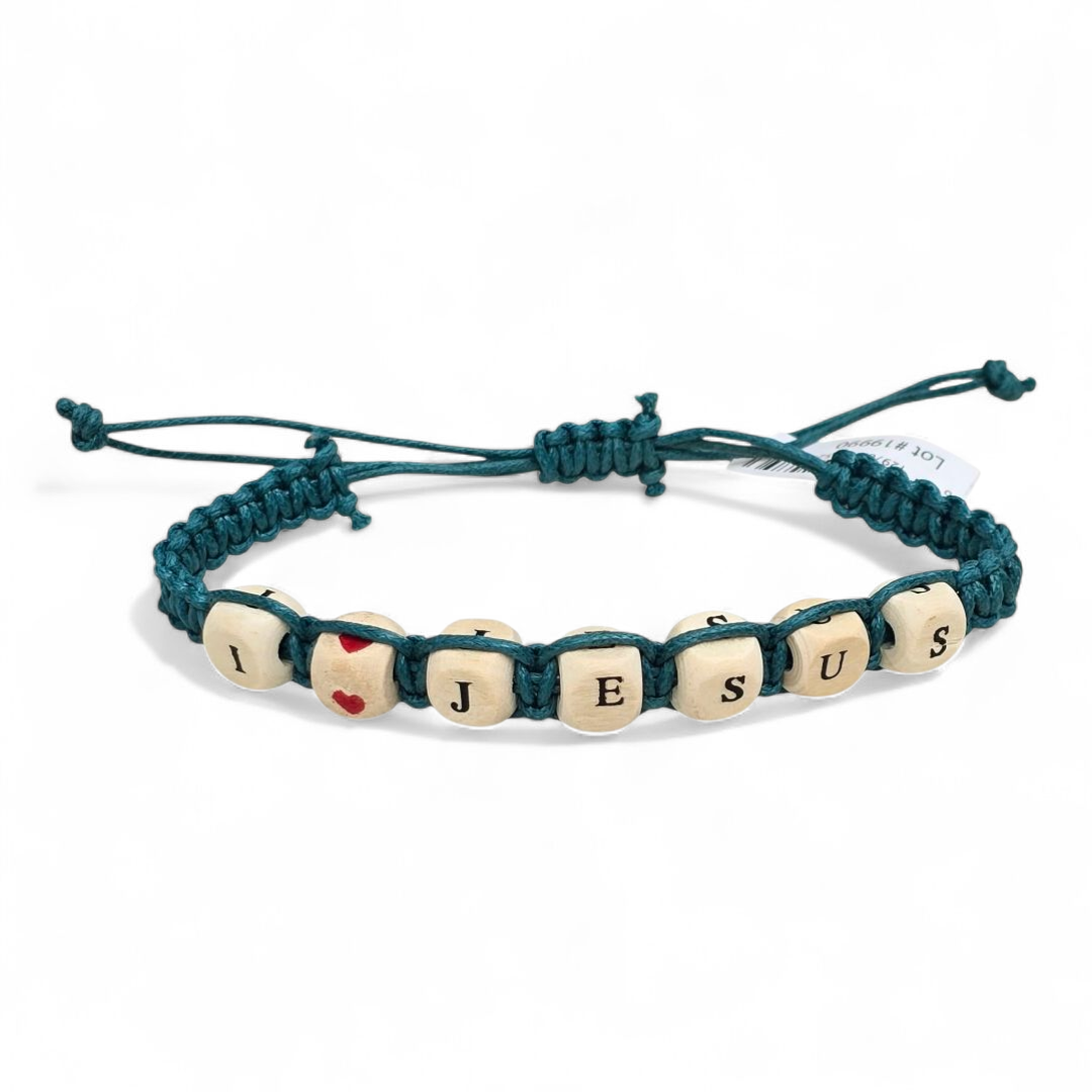 Wood Block Faith-Inspired Adjustable Bracelets - Assorted - SBAB104