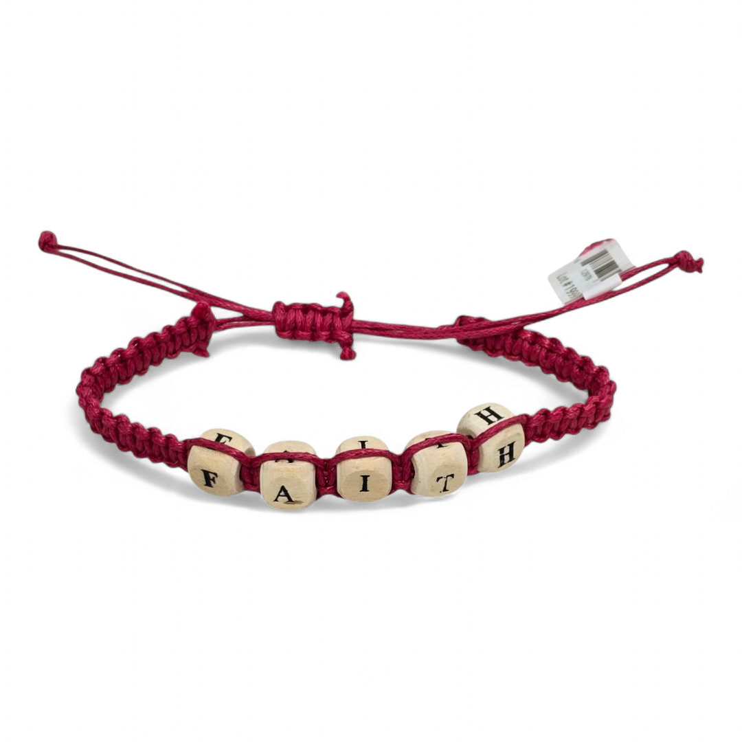 Wood Block Faith-Inspired Adjustable Bracelets - Assorted - SBAB104