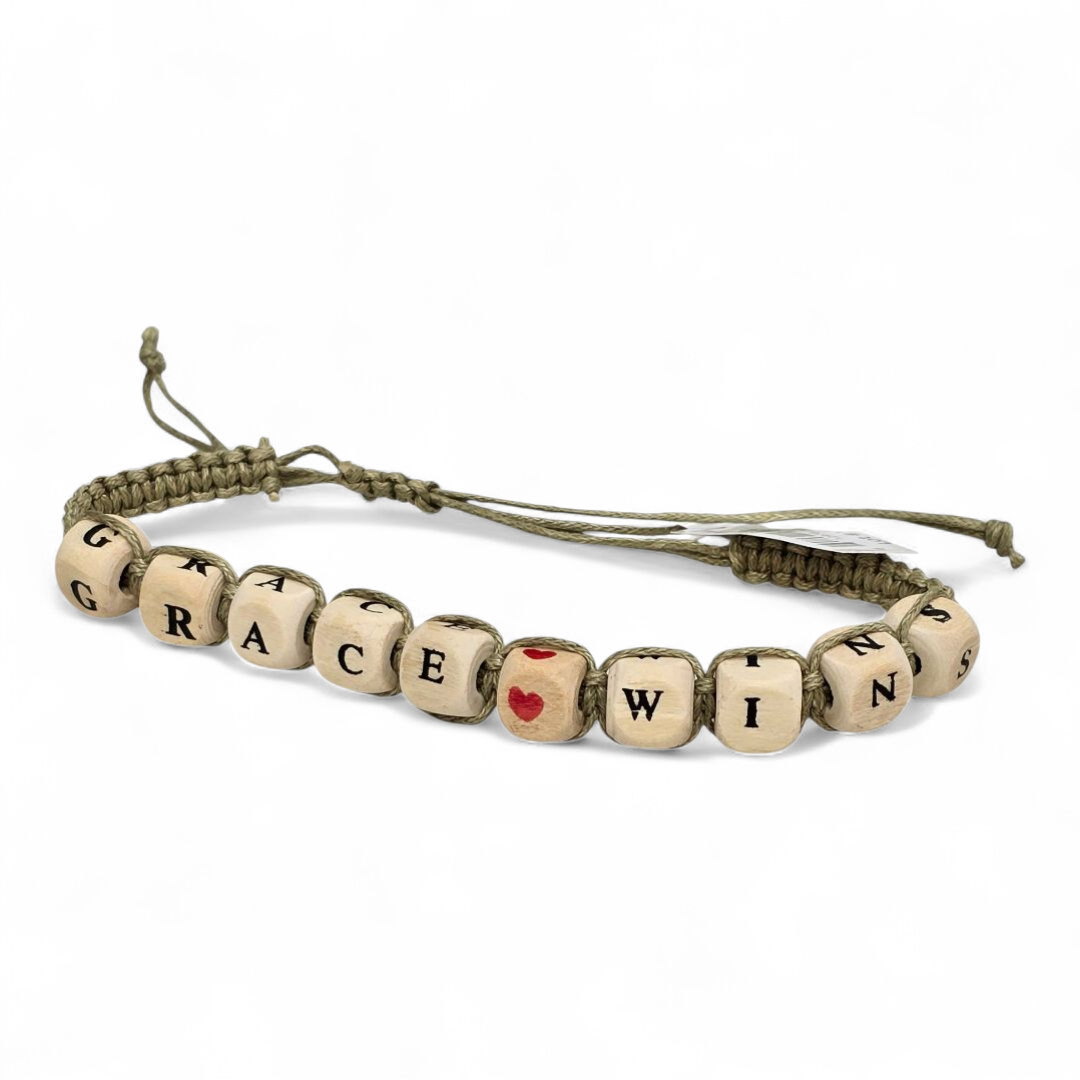 Wood Block Faith-Inspired Adjustable Bracelets - Assorted - SBAB104